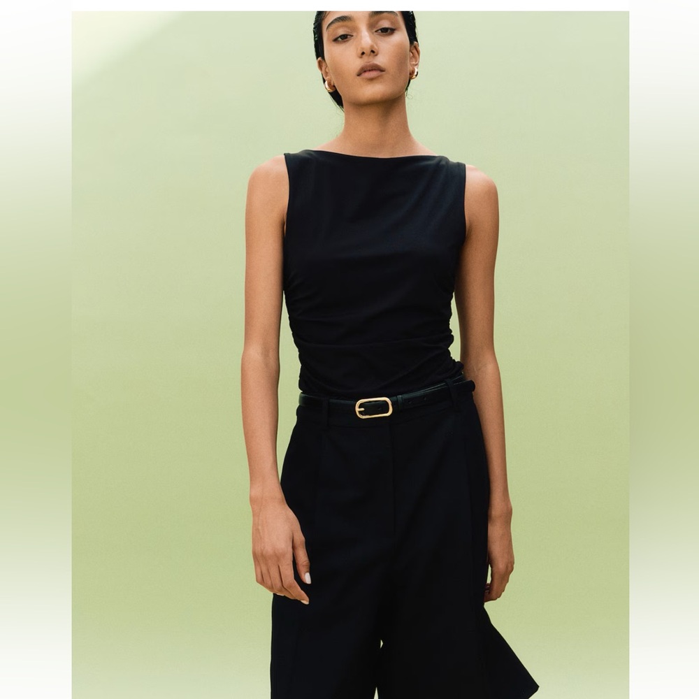 H&M Black Sleeveless ruched Tank Top